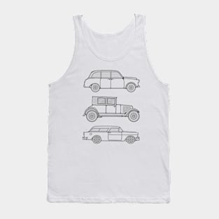 Vintage Cars Line Art Tank Top